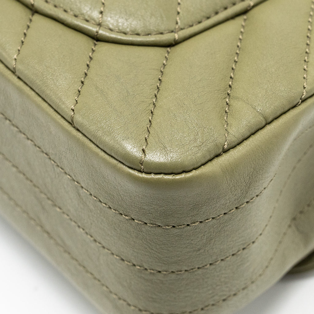 CHANEL CHEVRON MINI RECTANGULAR FLAP BAG CALFSKIN KHAKI GHW