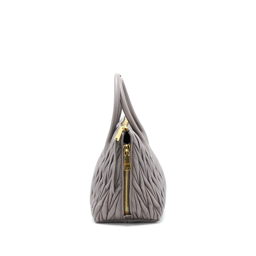 MIUMIU MATELASSE TOTE BAG LAMBSKIN ARGILLA GHW