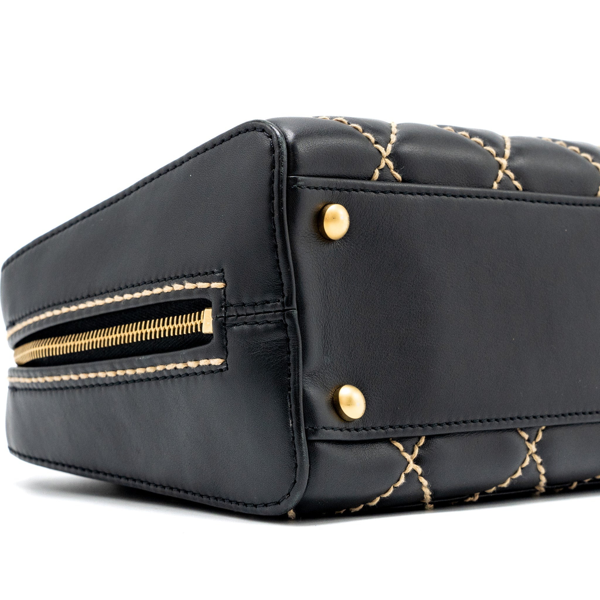 CHANEL VINTAGE WILD STITCH ZIP TOTE BAG CALFSKIN BLACK GHW