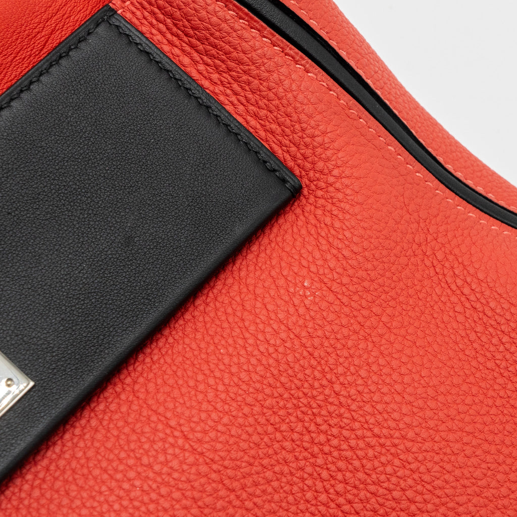 HERMES 24/24-29 BAG CLEMENCE/ SWIFT ROUGE PIVOINE/NOIR SHW