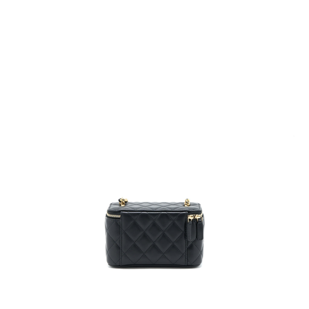 CHANEL PEARL CRUSH LONG VANITY LAMBSKIN BLACK BRUSHED GHW(MICROCHIP)