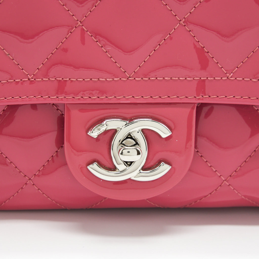 CHANEL COCO SHINE FLAP BAG PATENT PINK SHW