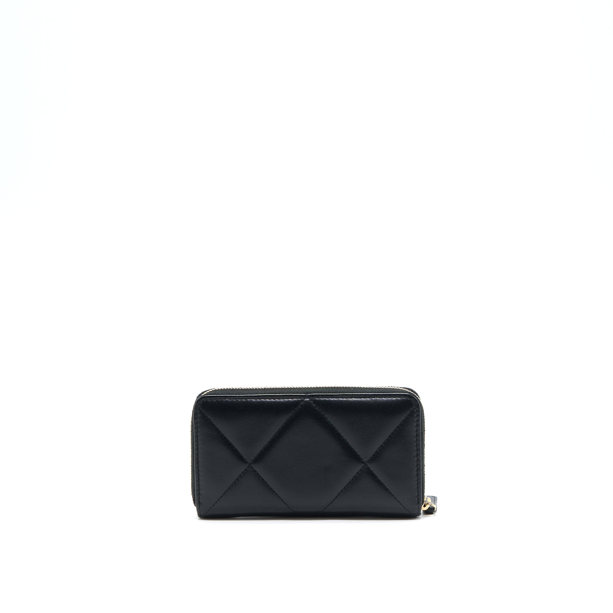 CHANEL 19 ZIP WALLET GOATSKIN BLACK GHW