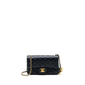 CHANEL PEARL CRUSH MINI RECTANGULAR LAMBSKIN BLACK BRUSHED GHW (MICROCHIP)