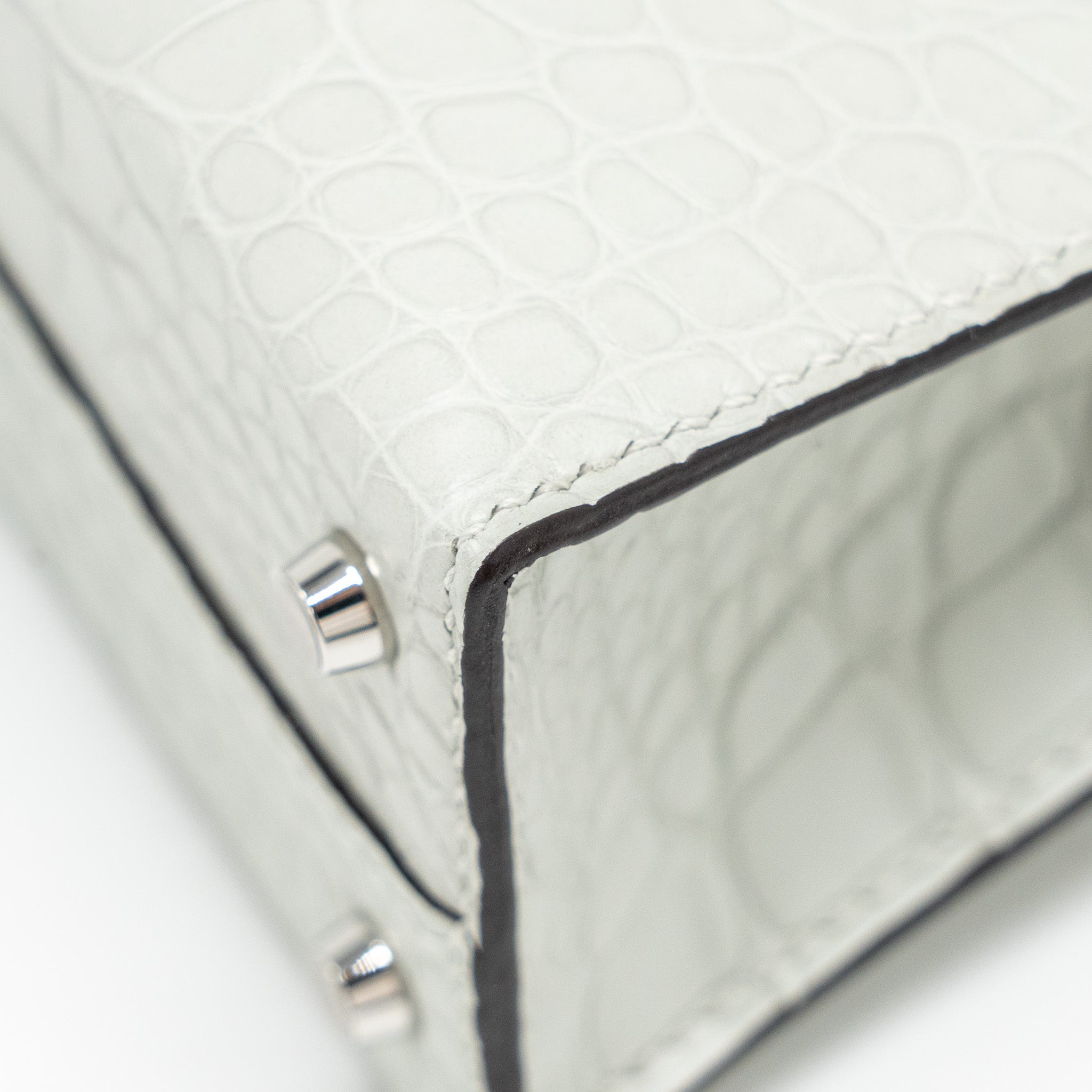 HERMES MINI KELLY II MATTE ALLIGATOR MISSISSIPPIENSIS 0W GRIS NEVE SHW