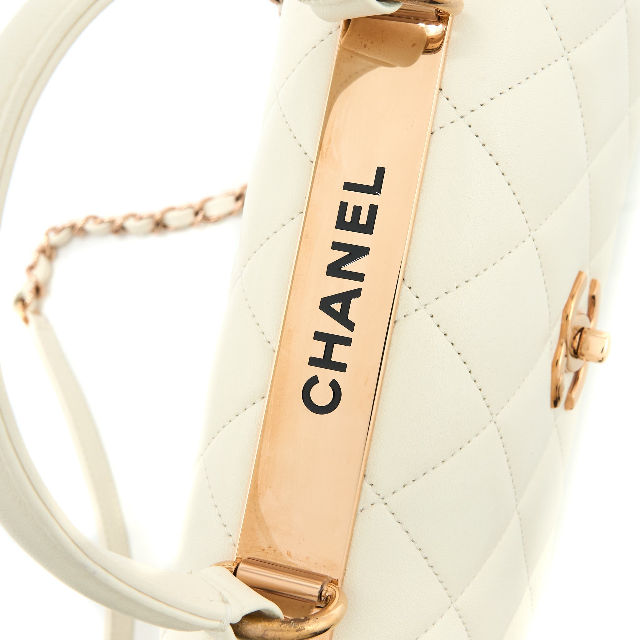 CHANEL SMALL TRENDY CC LAMBSKIN WHITE RGHW (MICROCHIP)