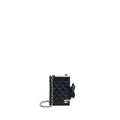 CHANEL 22B MINI BOOK CARD HOLDER WITH CHAINS LAMBSKIN BLACK LGHW