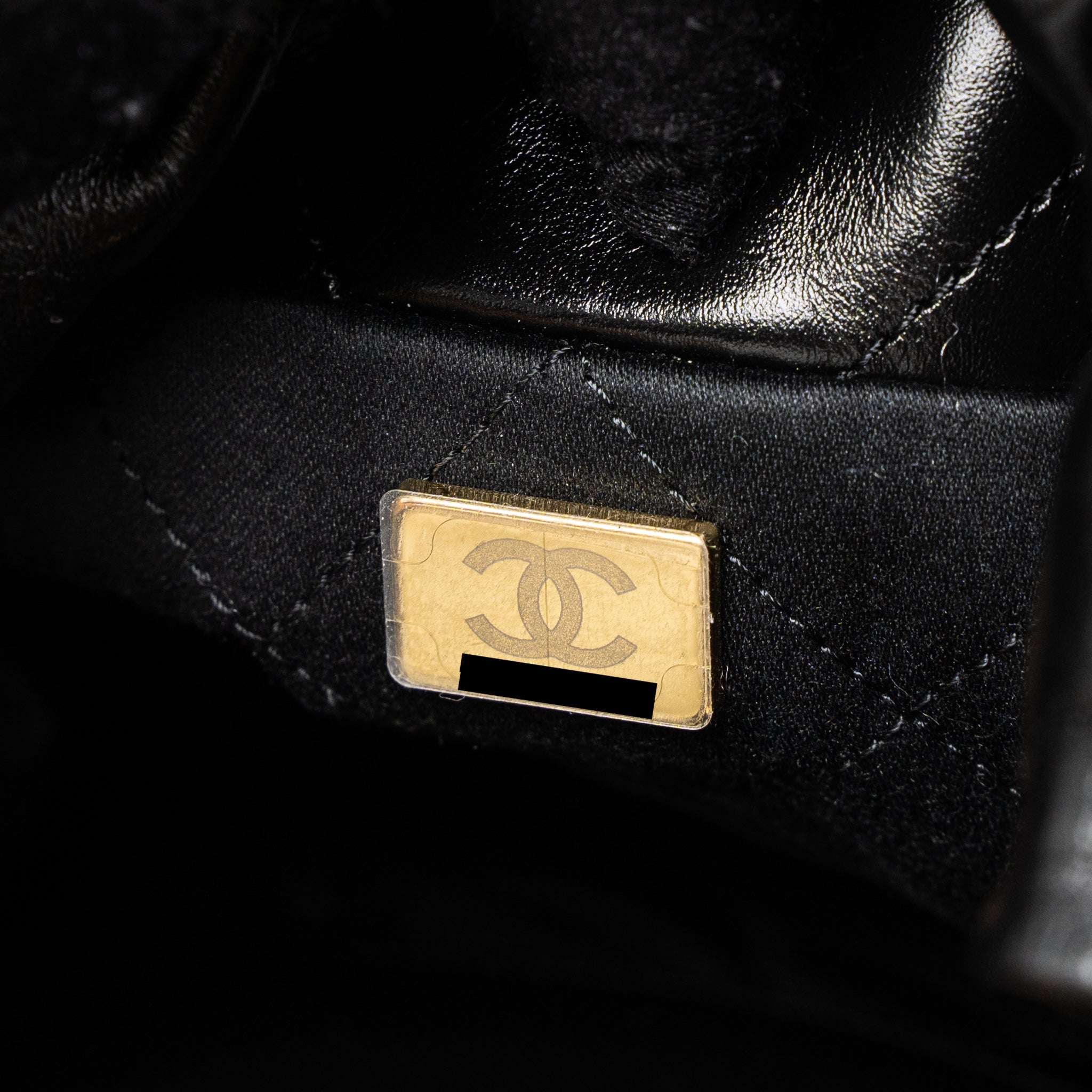 CHANEL 23S MINI 22 BAG SHINY CALFSKIN BLACK BRUSHED GHW (MICROCHIP)