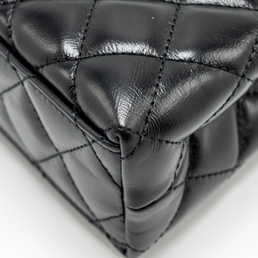 CHANEL MINI KELLY SHOPPING TOTE BAG CALFSKIN BLACK GHW (MICROCHIP)