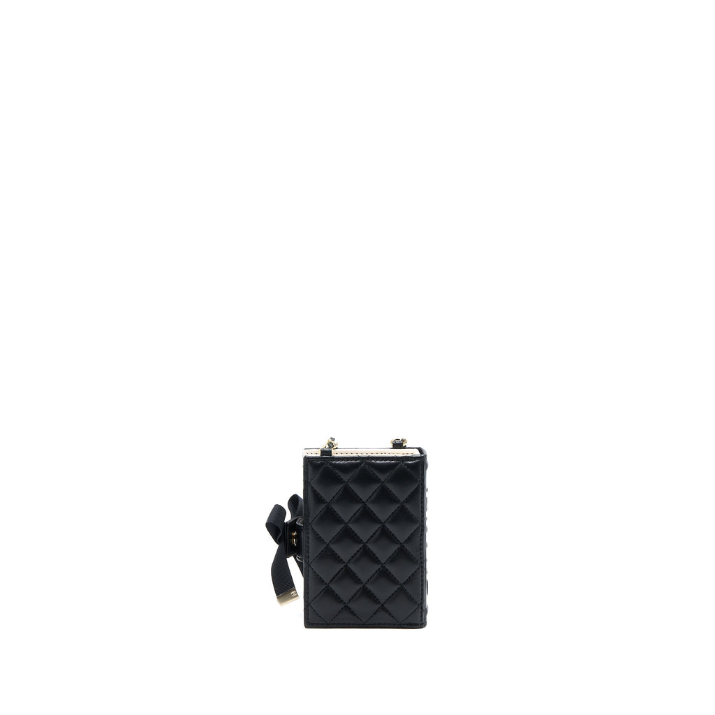CHANEL 22B MINI BOOK CARD HOLDER WITH CHAINS LAMBSKIN BLACK LGHW