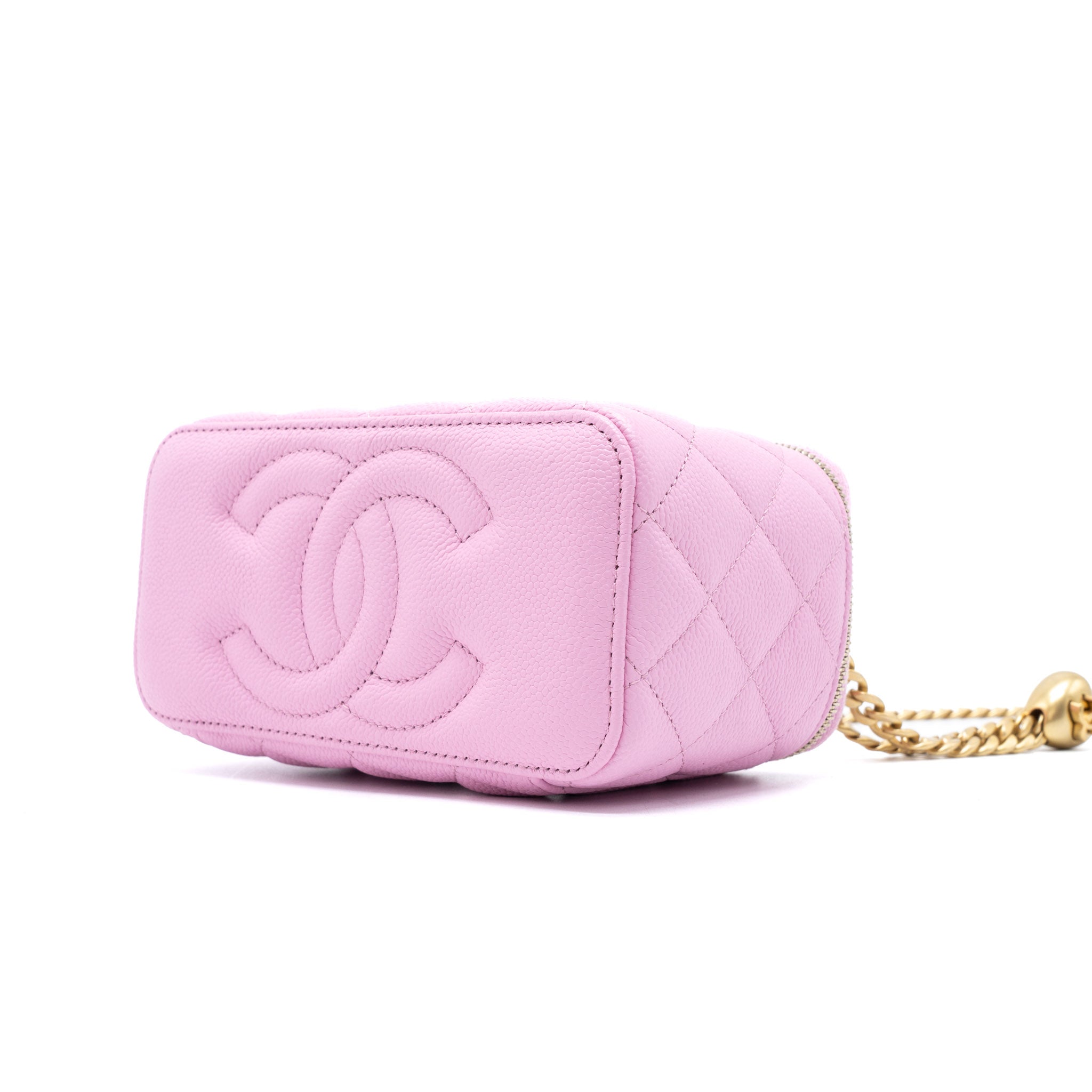 CHANEL 23P COCO LOVE LONG VANITY WITH CHAIN CAVIAR PINK GHW (MICROCHIP)