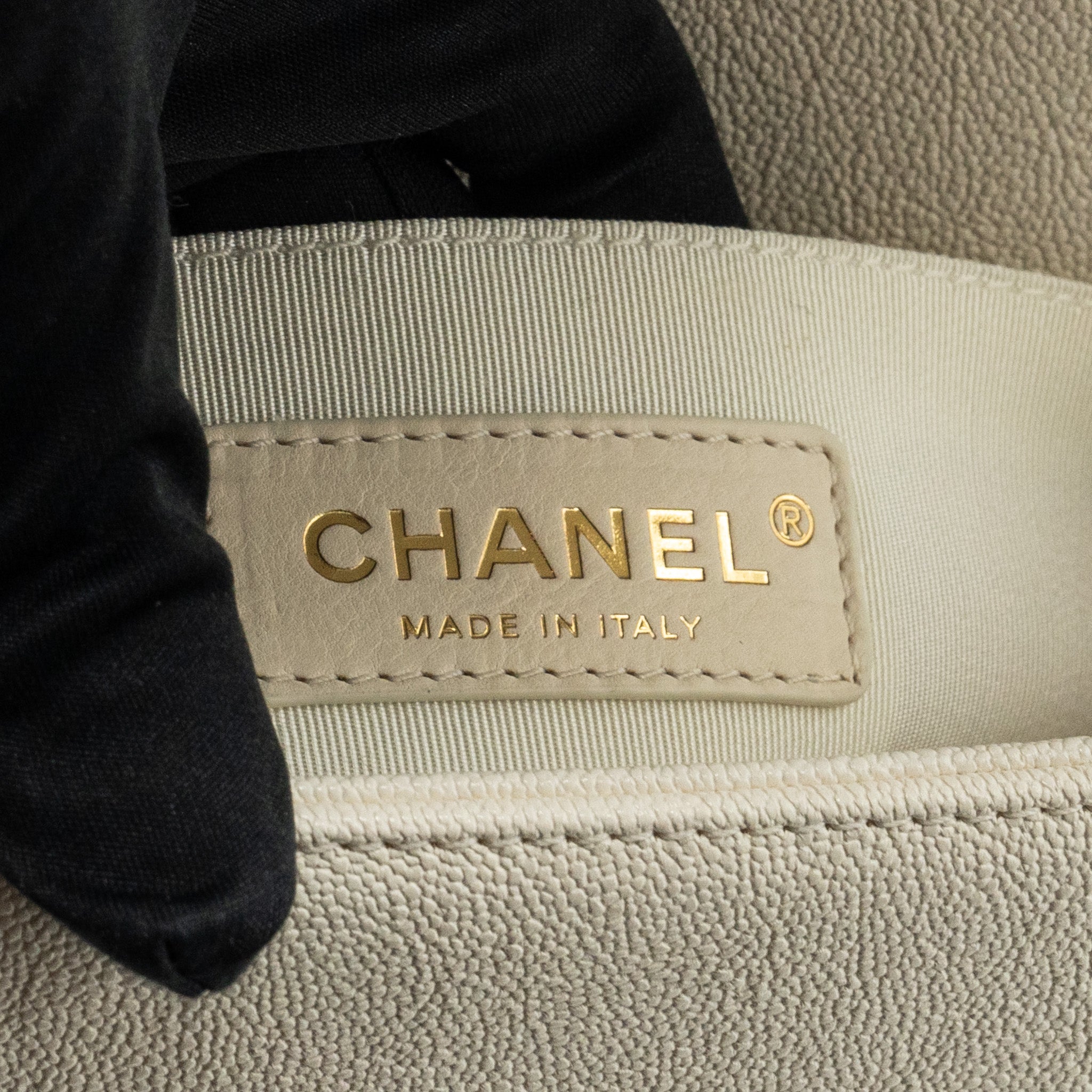 CHANEL SMALL BOY BAG CAVIAR WHITE LGHW