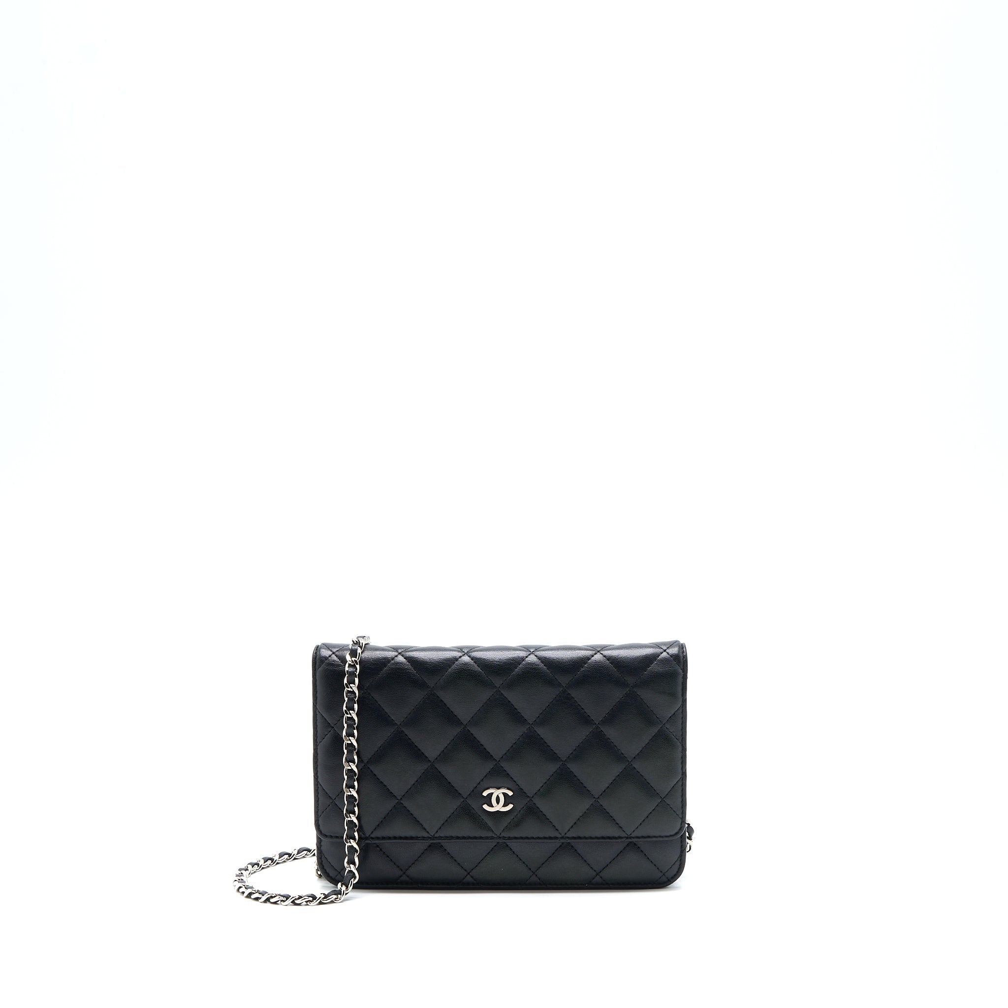 CHANEL CLASSIC WALLET ON CHAIN LAMBSKIN BLACK SHW