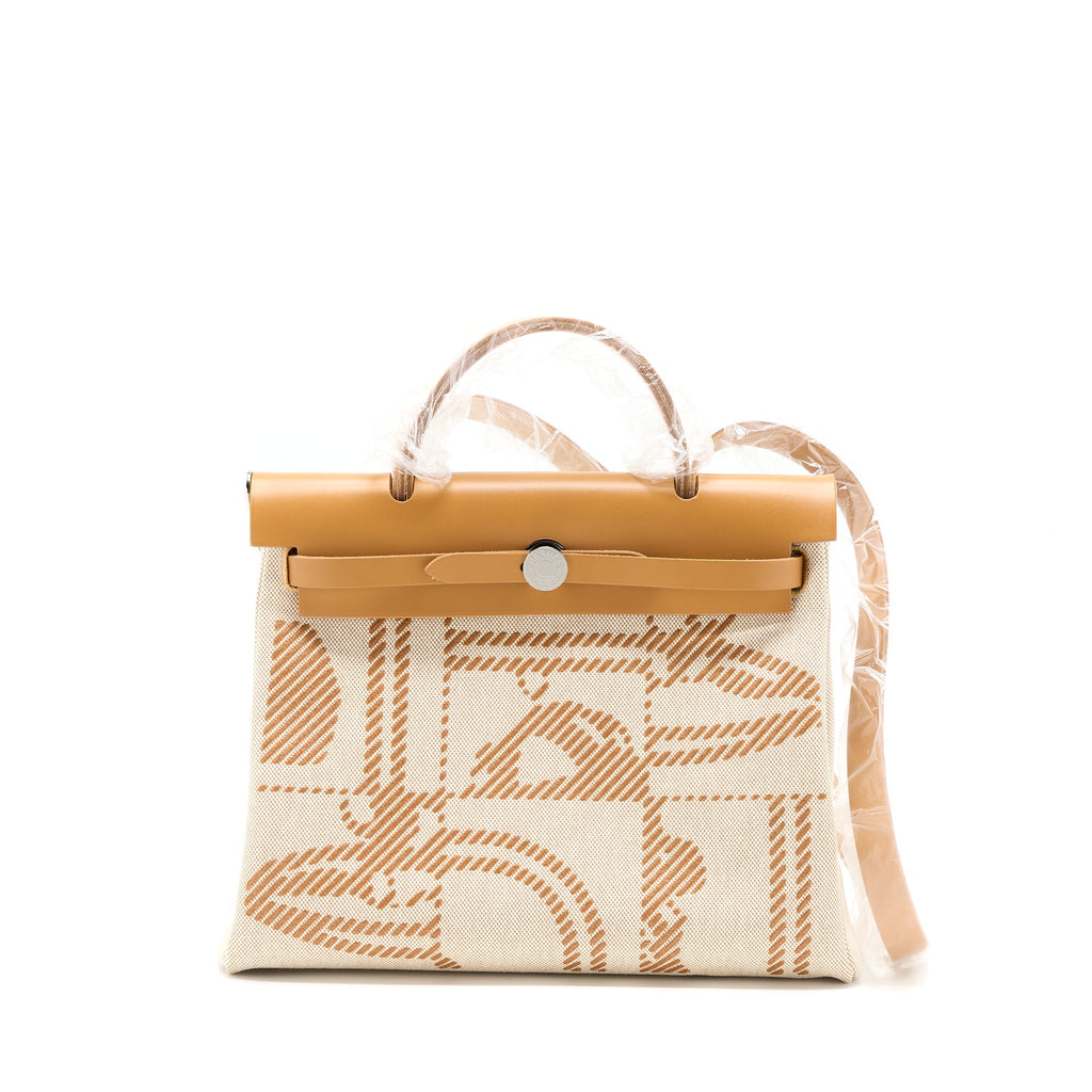 HERMES HERBAG ZIP 31 TOILE H EN RELIEF BRIDES SABLE/ ECRU BEIGE/ NAT SABLE