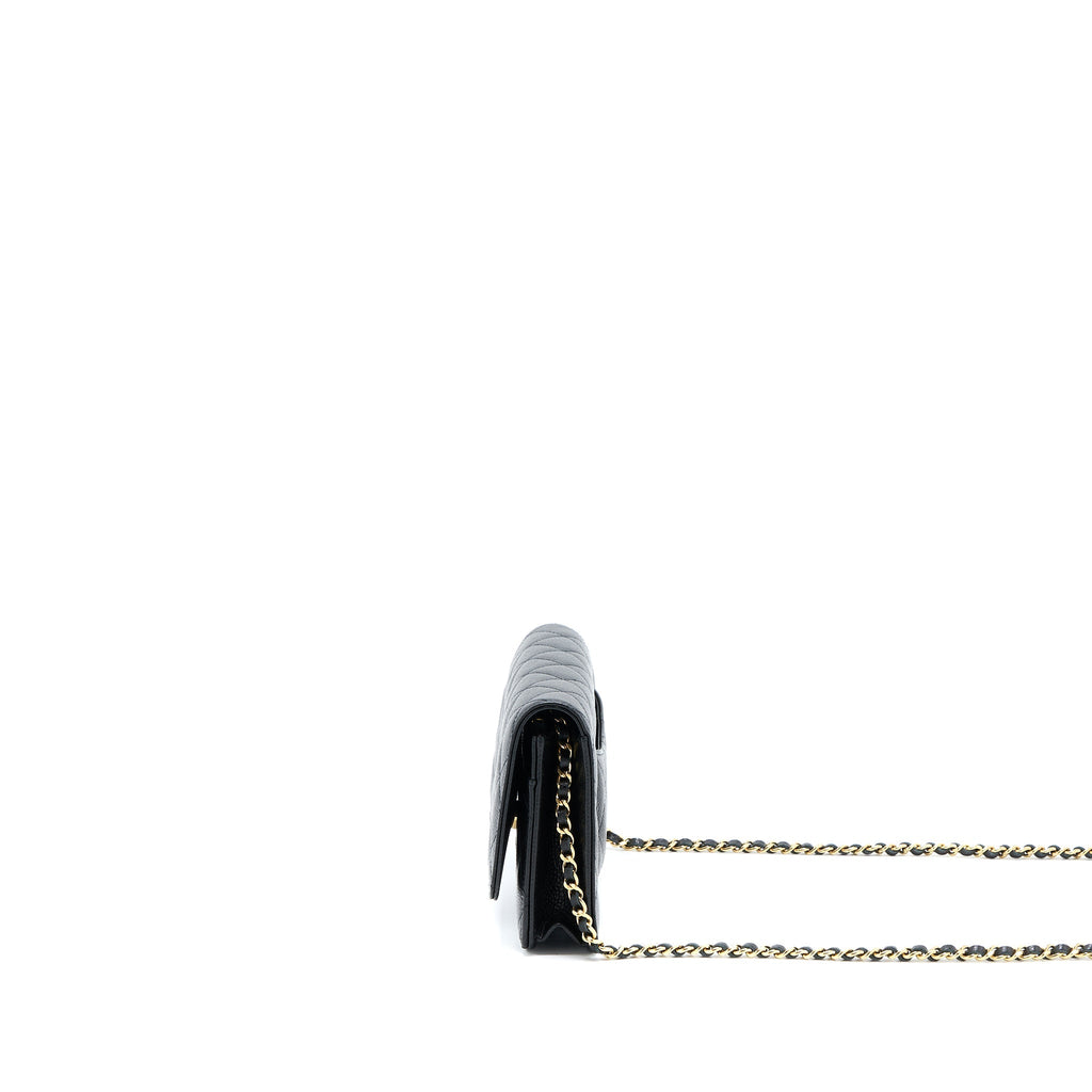 CHANEL CLASSIC WALLET ON CHAIN CAVIAR BLACK GHW (MICROCHIP)