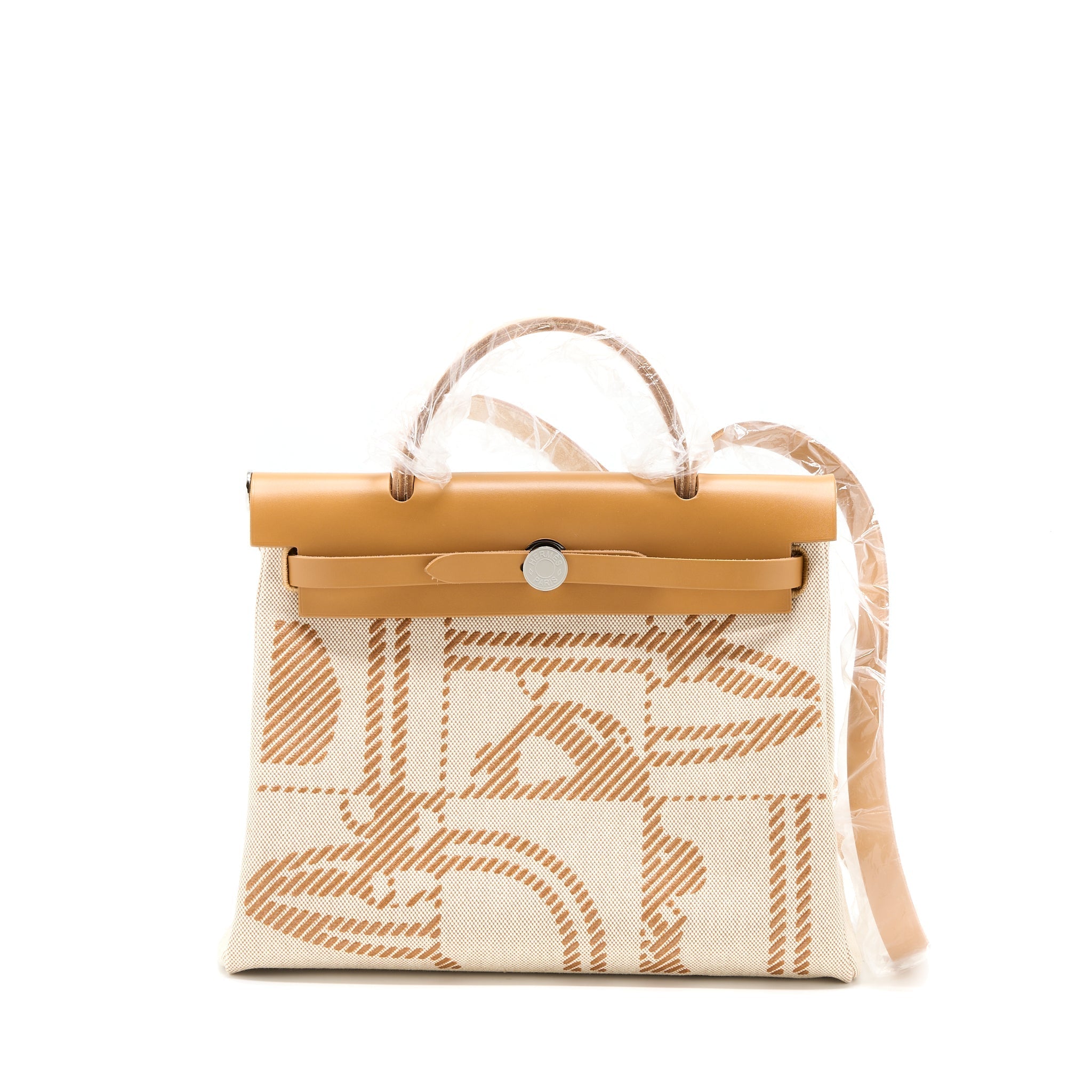HERMES HERBAG ZIP 31 TOILE H EN RELIEF BRIDES SABLE/ECRU-BEIGE/NAT SABLE