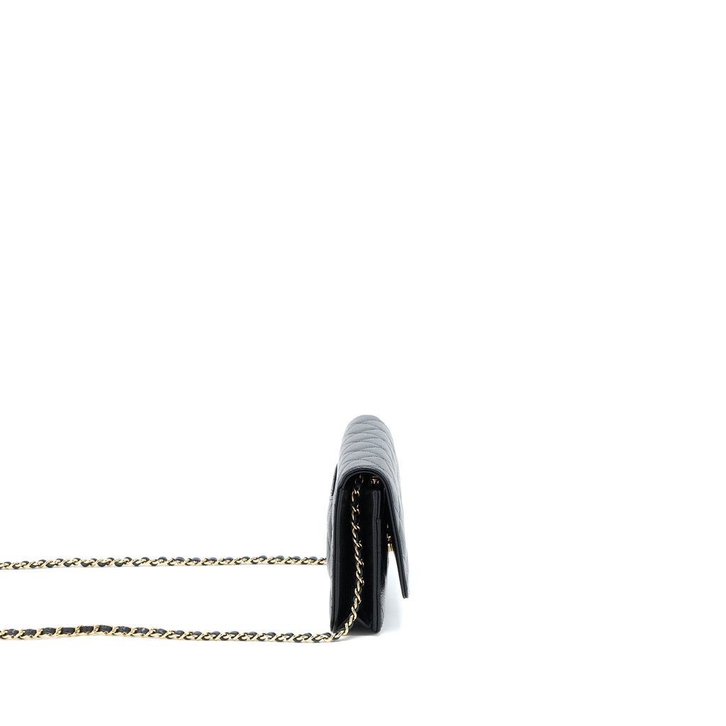 CHANEL CLASSIC WALLET ON CHAIN CAVIAR BLACK GHW (MICROCHIP)