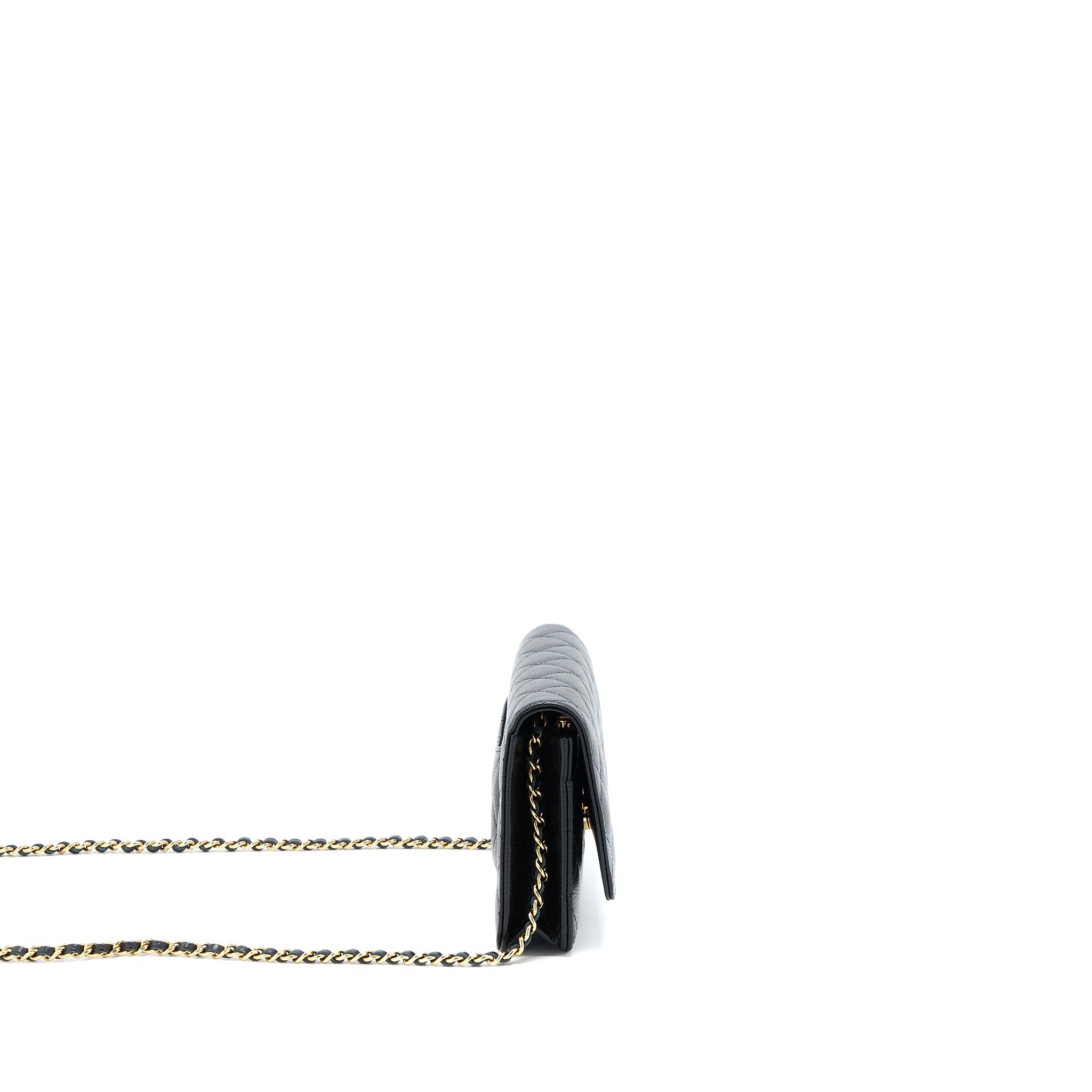 CHANEL CLASSIC WALLET ON CHAIN CAVIAR BLACK GHW (MICROCHIP)