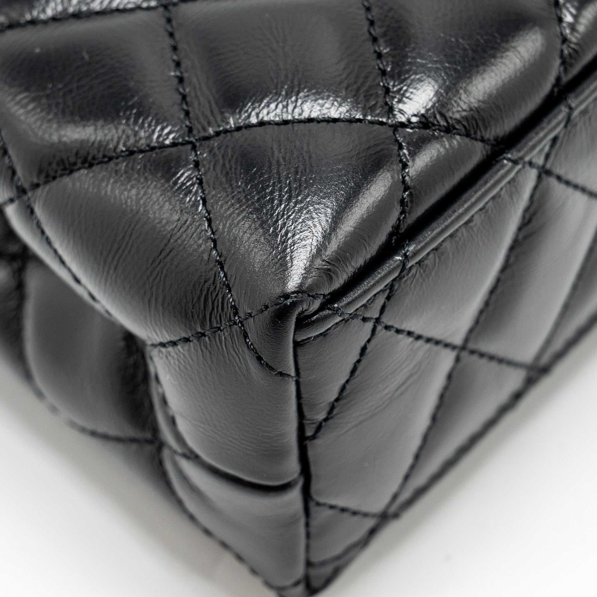 CHANEL MINI KELLY SHOPPING TOTE BAG CALFSKIN BLACK GHW (MICROCHIP)