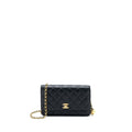 CHANEL PEARL CRUSH WALLET ON CHAIN LAMBSKIN BLACK GHW (MICROCHIP)