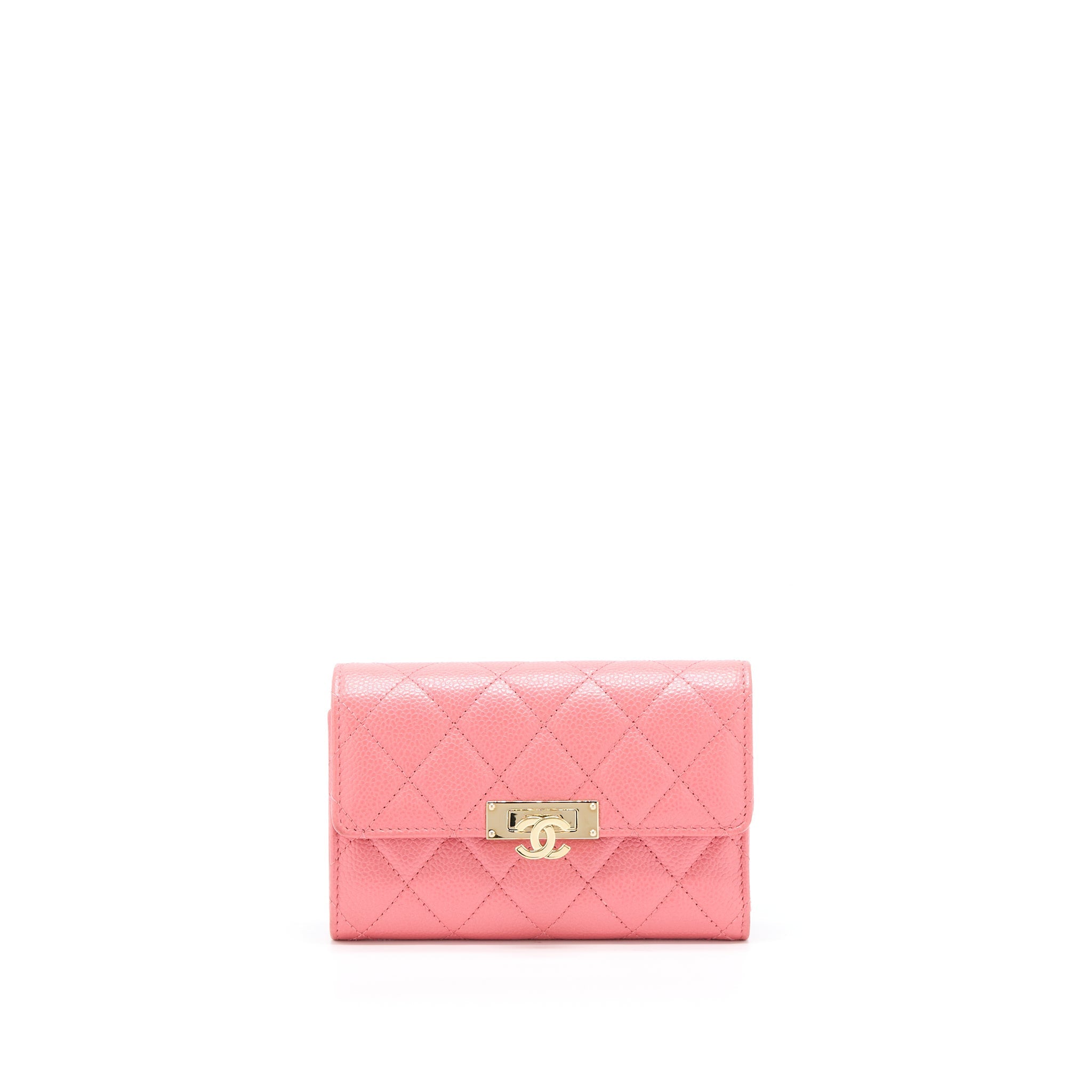 CHANEL FLAP WALLET CAVIAR ROSE PINK LGHW