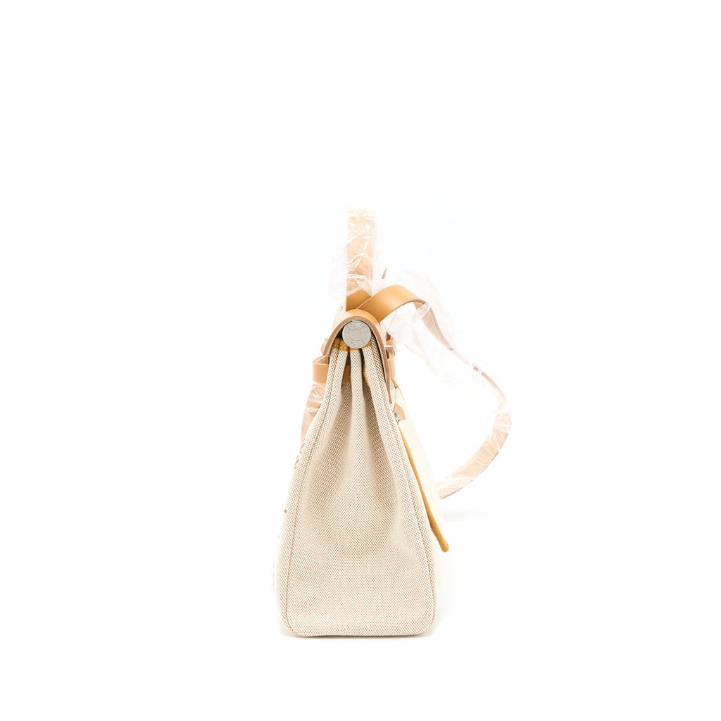 HERMES HERBAG ZIP 31 TOILE H EN RELIEF BRIDES SABLE/ ECRU BEIGE/ NAT SABLE