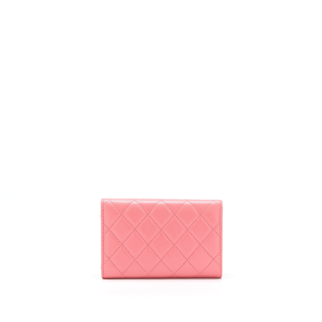 CHANEL FLAP WALLET CAVIAR ROSE PINK LGHW