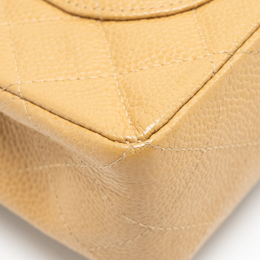 CHANEL SMALL CLASSIC DOUBLE FLAP BAG CAVIAR BEIGE SHW
