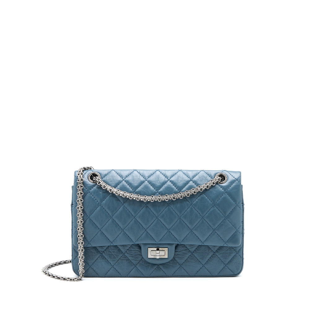 CHANEL 2.55 226 REISSUE FLAP BAG CALFSKIN BLUE GREY SHW