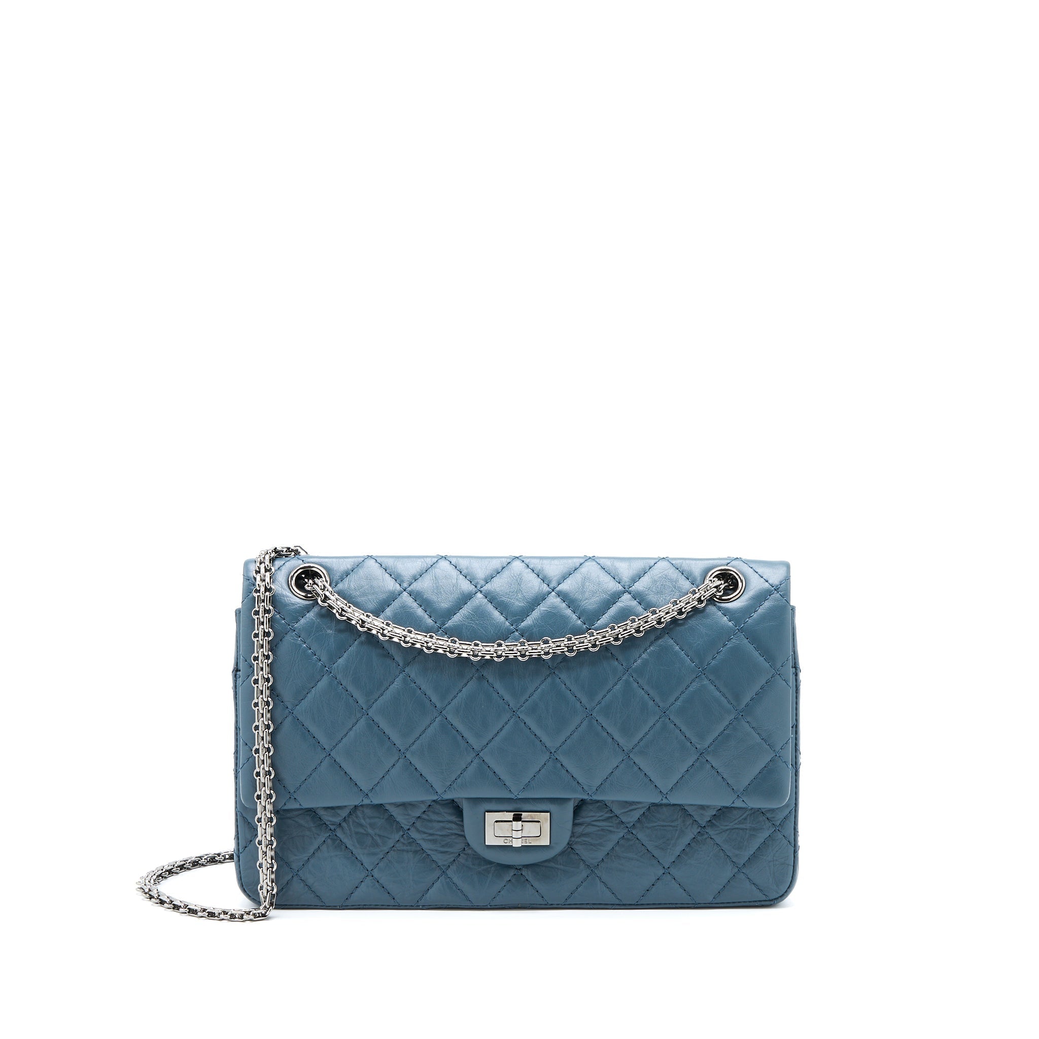 CHANEL 2.55 226 REISSUE FLAP BAG CALFSKIN BLUE GREY SHW