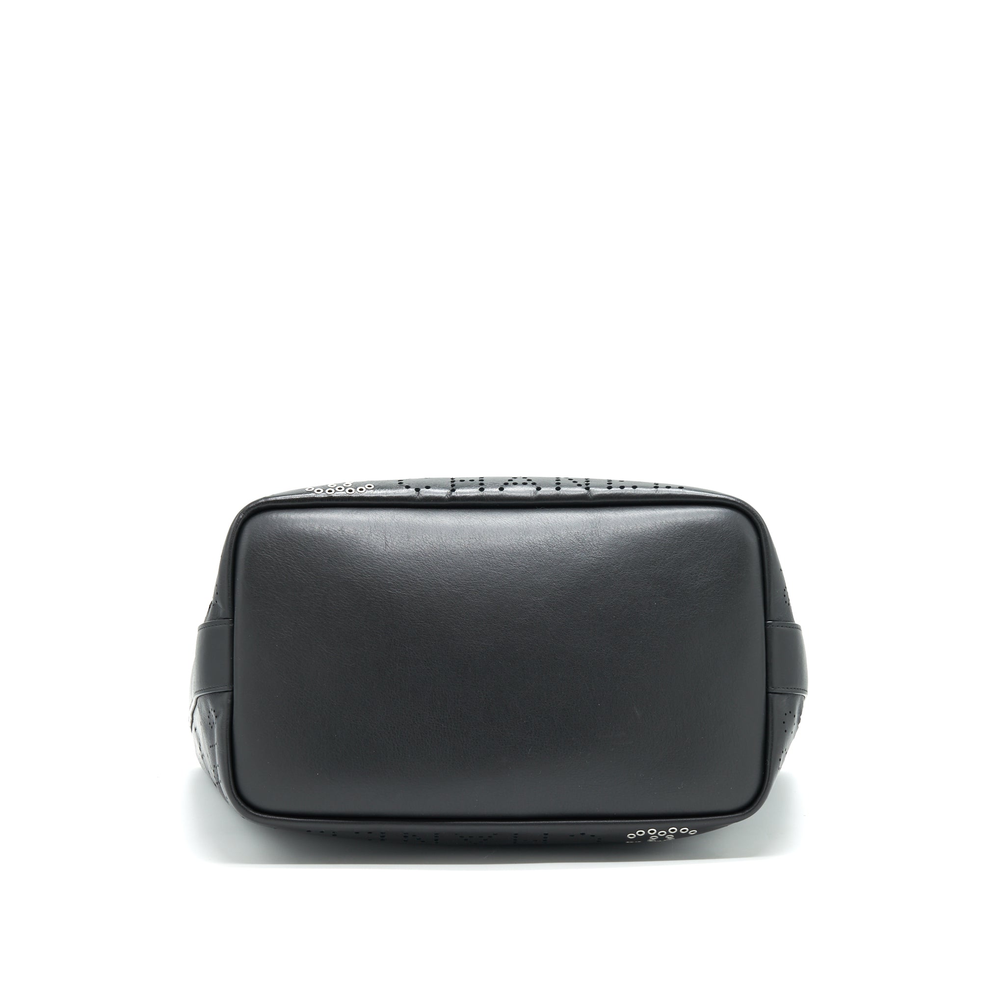 CHANEL EYELET LOGO CALFSKIN TOTE BAG BLACK/ BLUE SHW