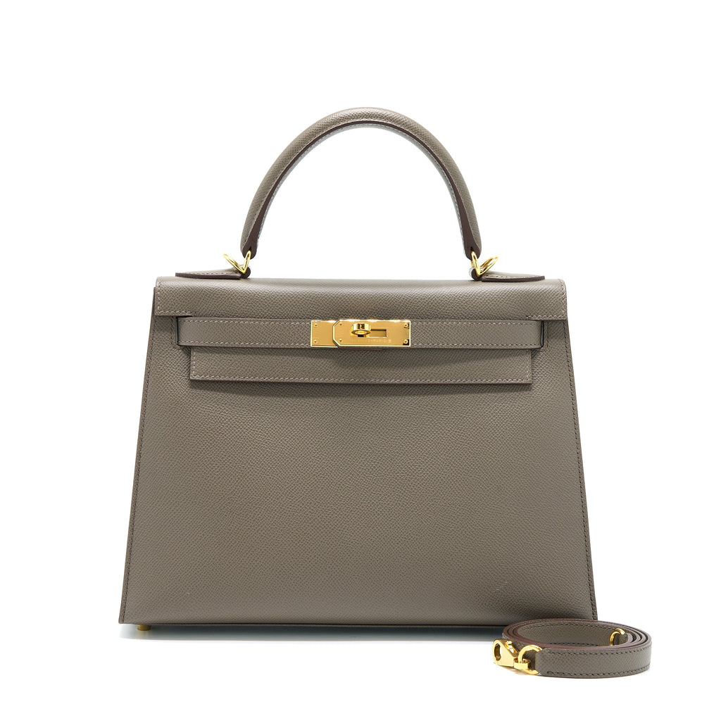 HERMES KELLY 28 SELLIER EPSOM 8F GRIS ETAIN GHW
