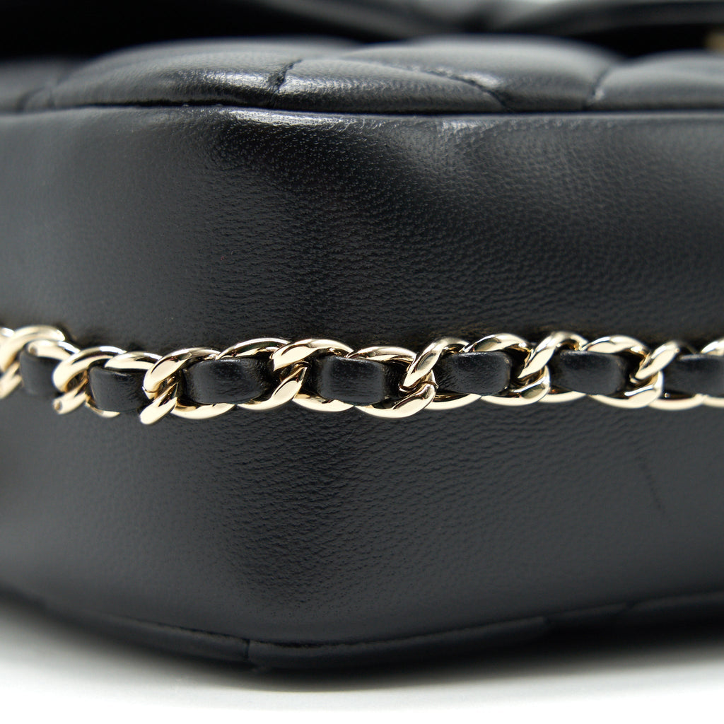 CHANEL LOGO PEARL CHAIN MINI FLAP BAG GHW