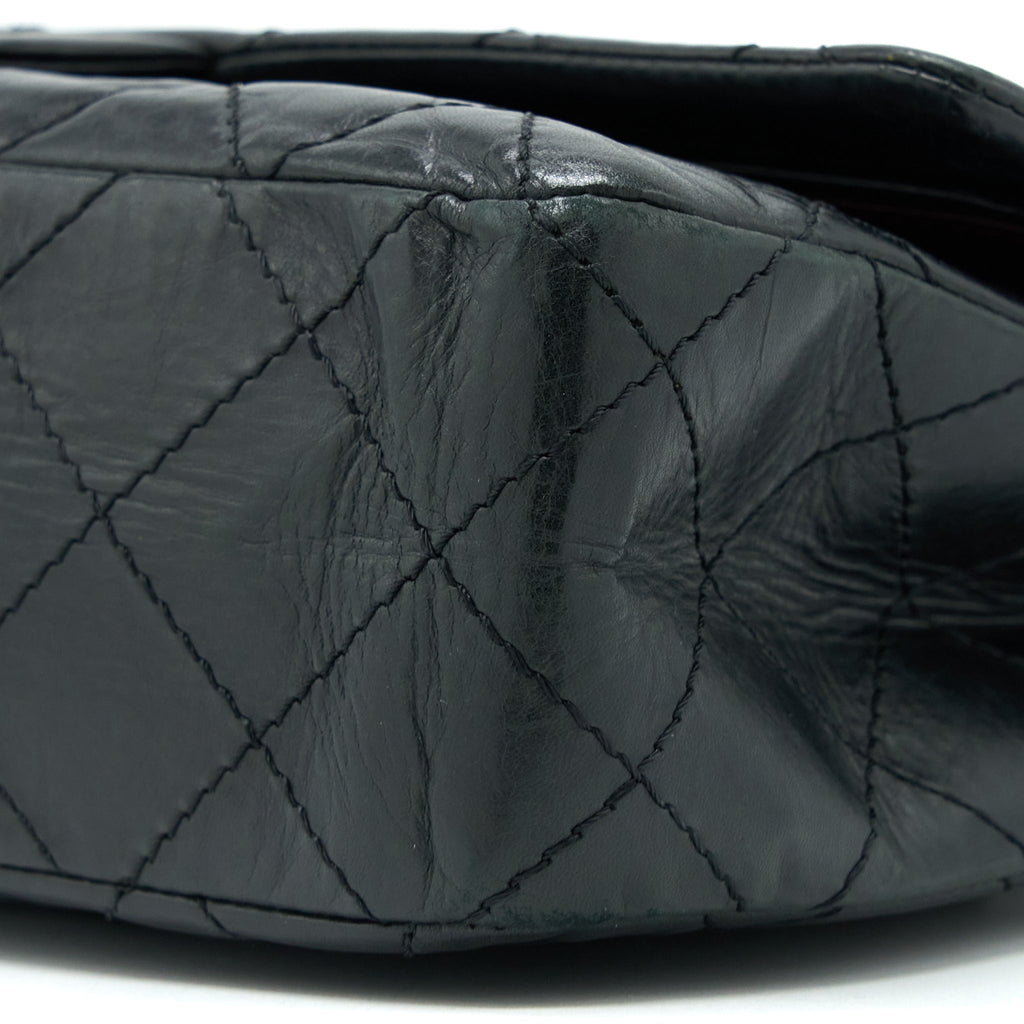 CHANEL 2.55 227 MAXI REISSUE FLAP BAG AGED CALFSKIN BLACK LGHW