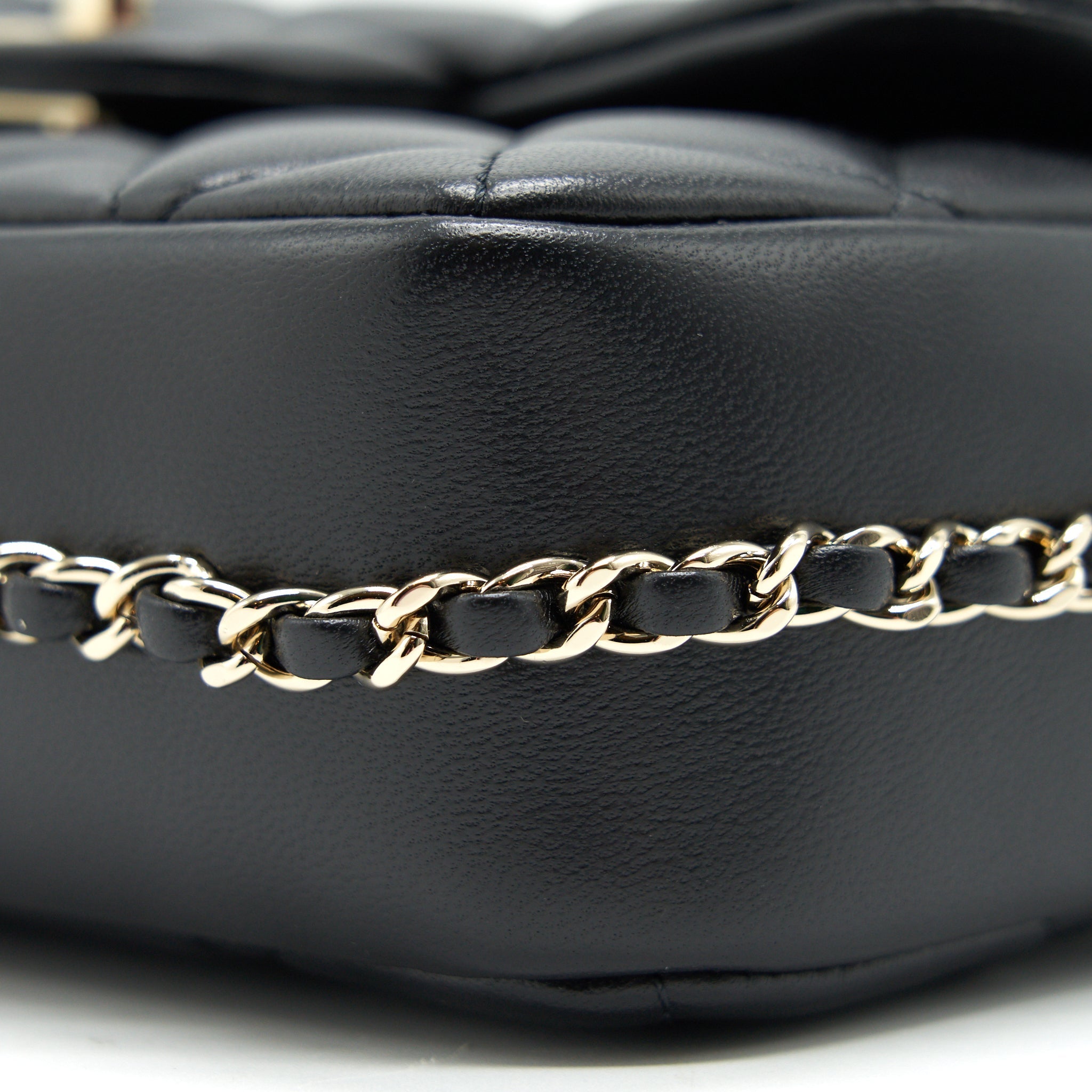 CHANEL LOGO PEARL CHAIN MINI FLAP BAG GHW