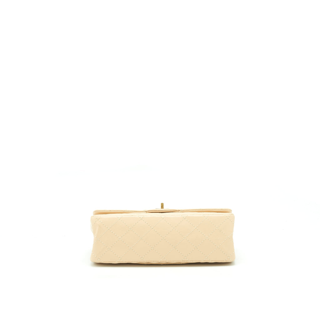 CHANEL 2.55 225 REISSUE DOUBLE FLAP BAG CALFSKIN LIGHT BEIGE GHW