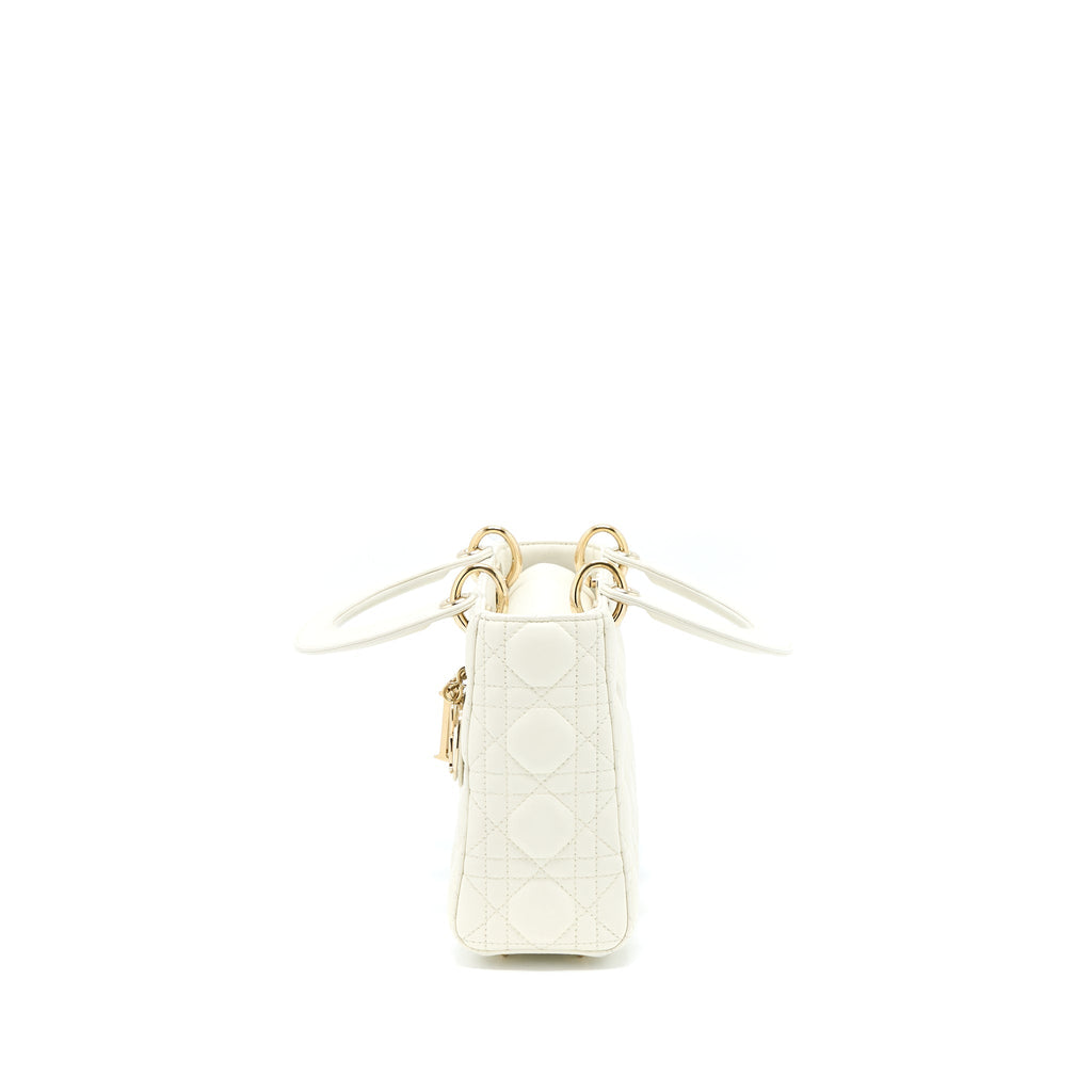 DIOR SMALL LADY DIOR LAMBSKIN WHITE LGHW