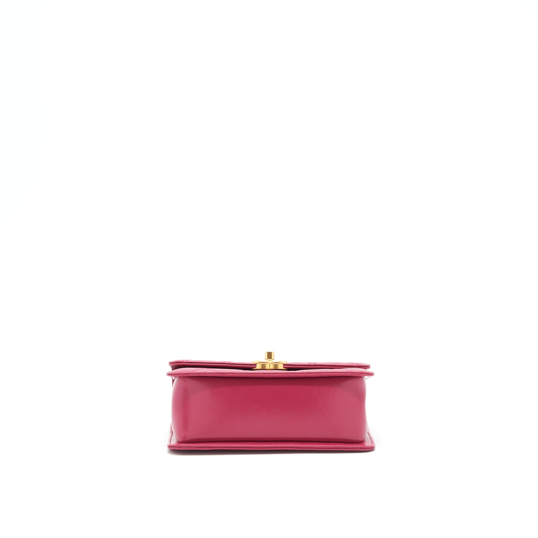 CHANEL 21A SMALL GOLD CRUSH FLAP BAG WITH CHAIN CALFSKIN RASPBERRY PINK GHW (MICROCHIP)