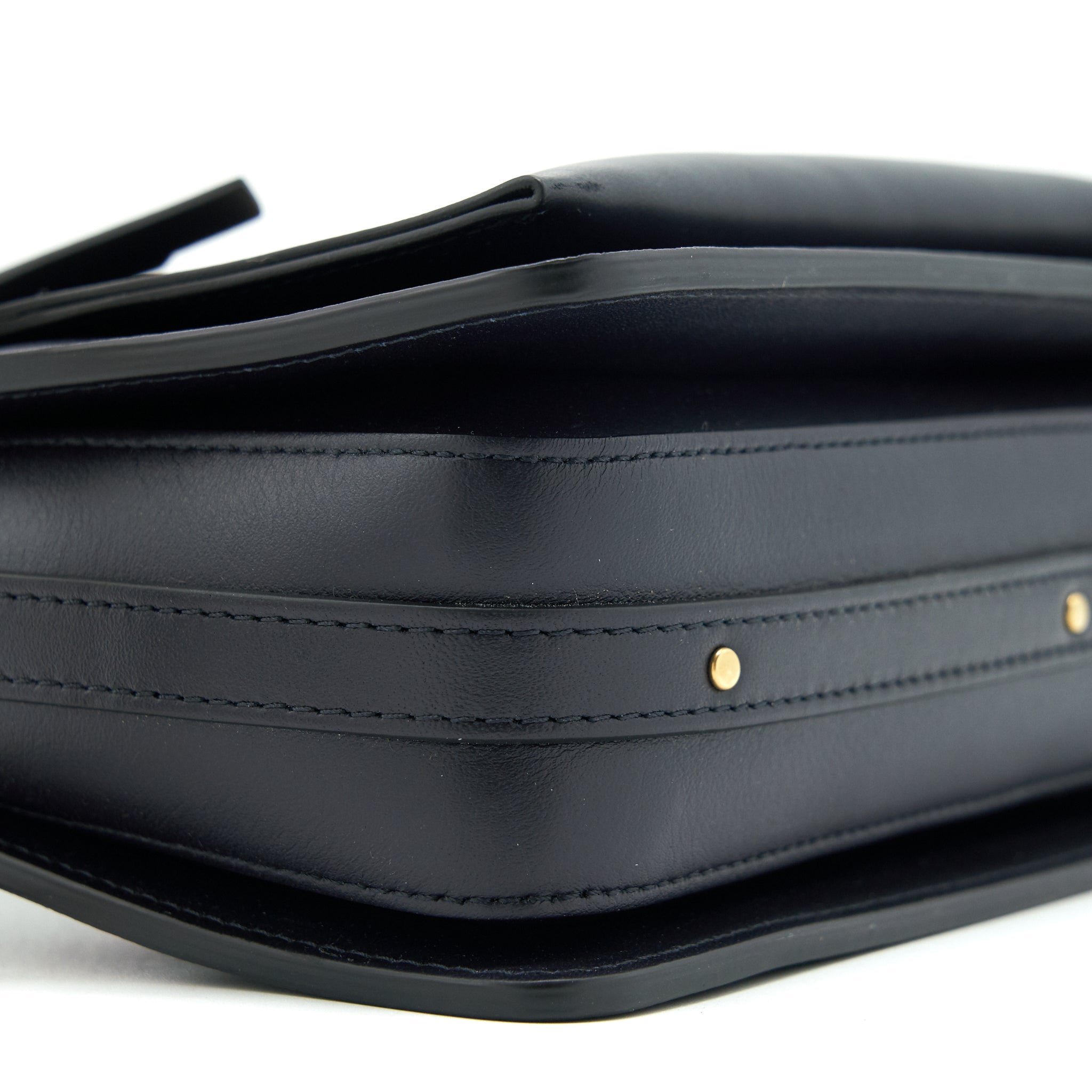 CHLOE LOGO PRINT SHOULDER BAG NAVY GHW