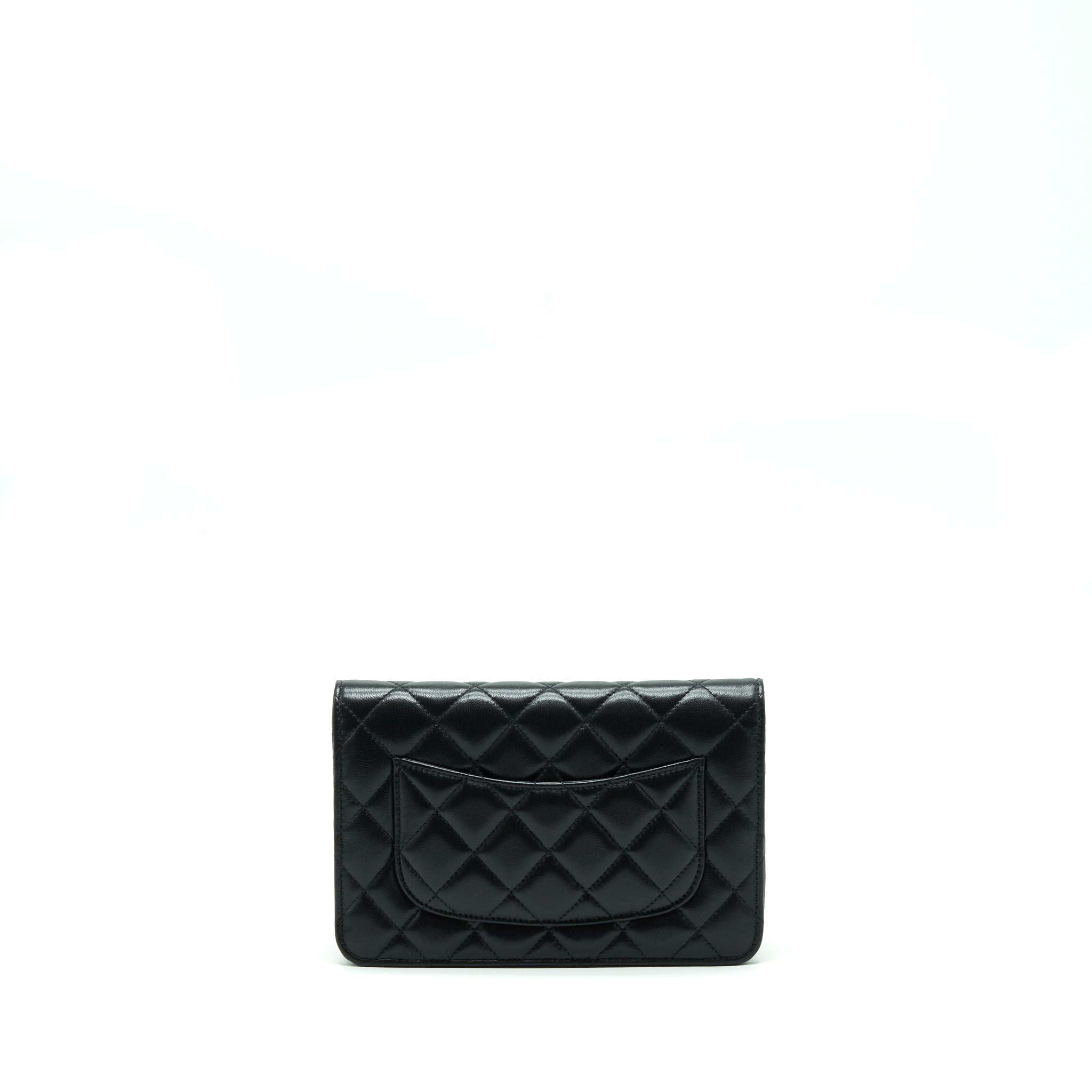 CHANEL RIBBON WALLET ON CHAIN LAMBSKIN BLACK LGHW (MICROCHIP)