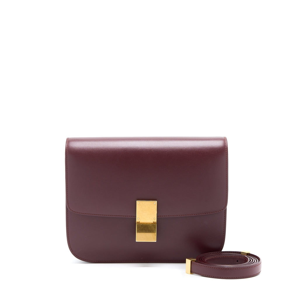 CELINE CLASSIC MEDIUM BOX CALFSKIN BURGUNDY GHW
