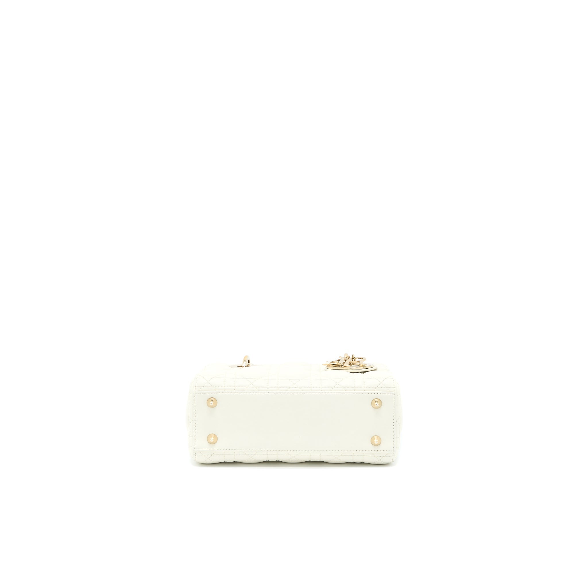 DIOR SMALL LADY DIOR LAMBSKIN WHITE LGHW