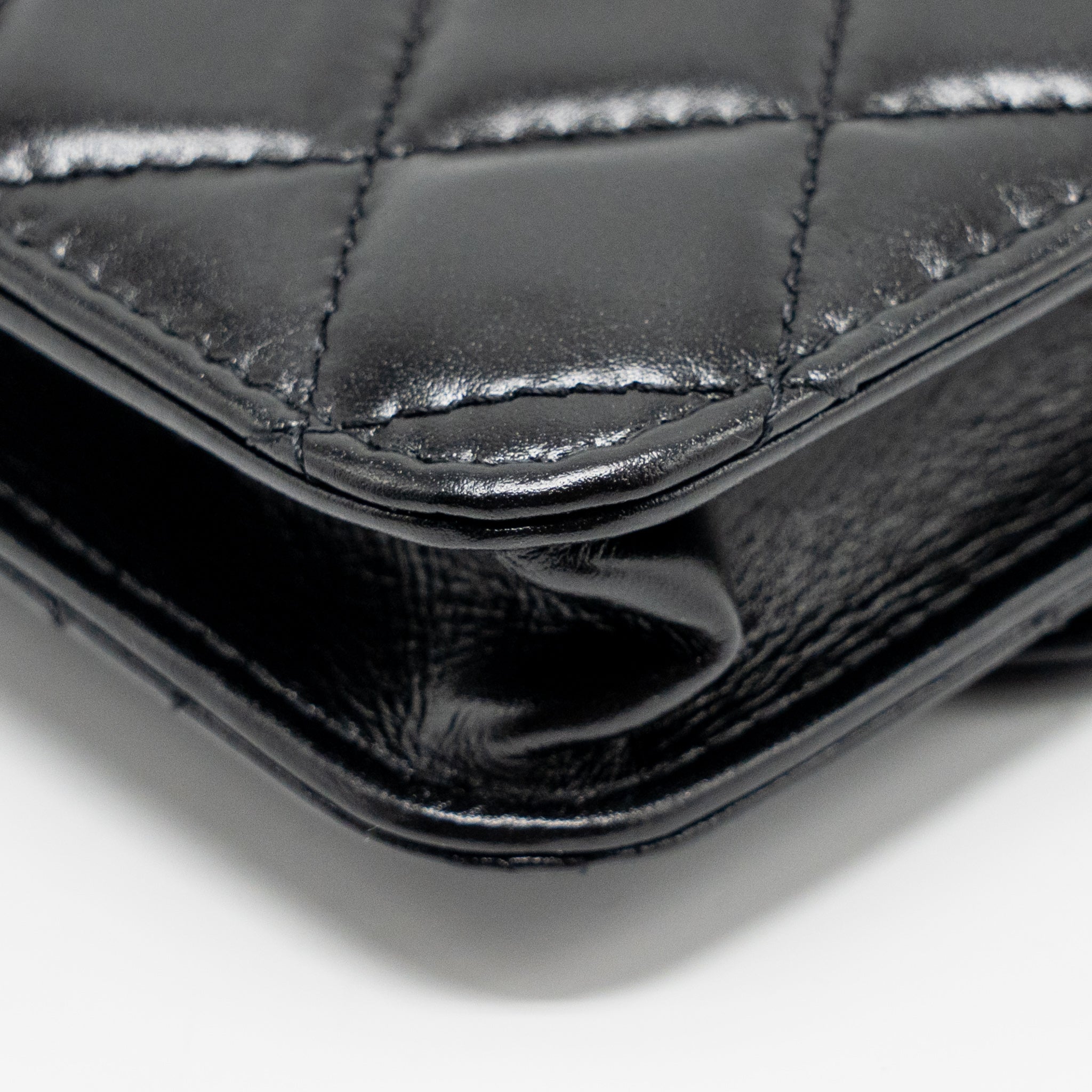 CHANEL CARD HOLDER WITH MAXI PEARLS CHAIN LAMBSKIN BLACK LGHW
