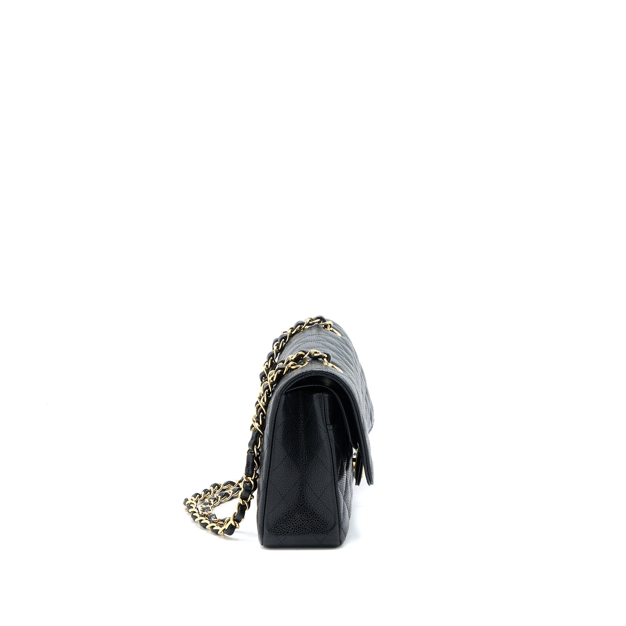 CHANEL MEDIUM CLASSIC DOUBLE FLAP BAG CAVIAR BLACK GHW (MICROCHIP)