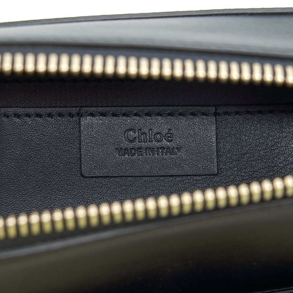 CHLOE LOGO PRINT SHOULDER BAG NAVY GHW