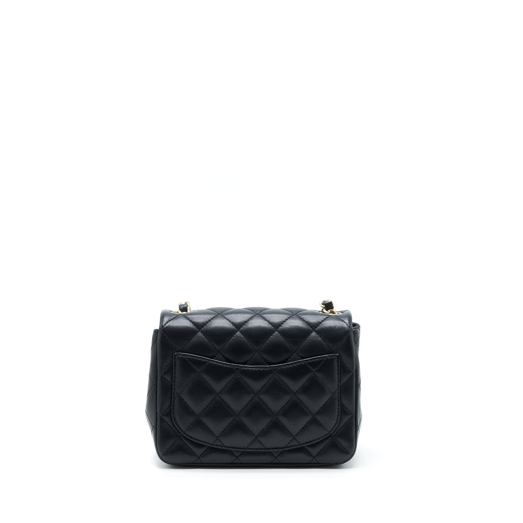 CHANEL MINI SQUARE FLAP BAG LAMBSKIN BLACK LGHW