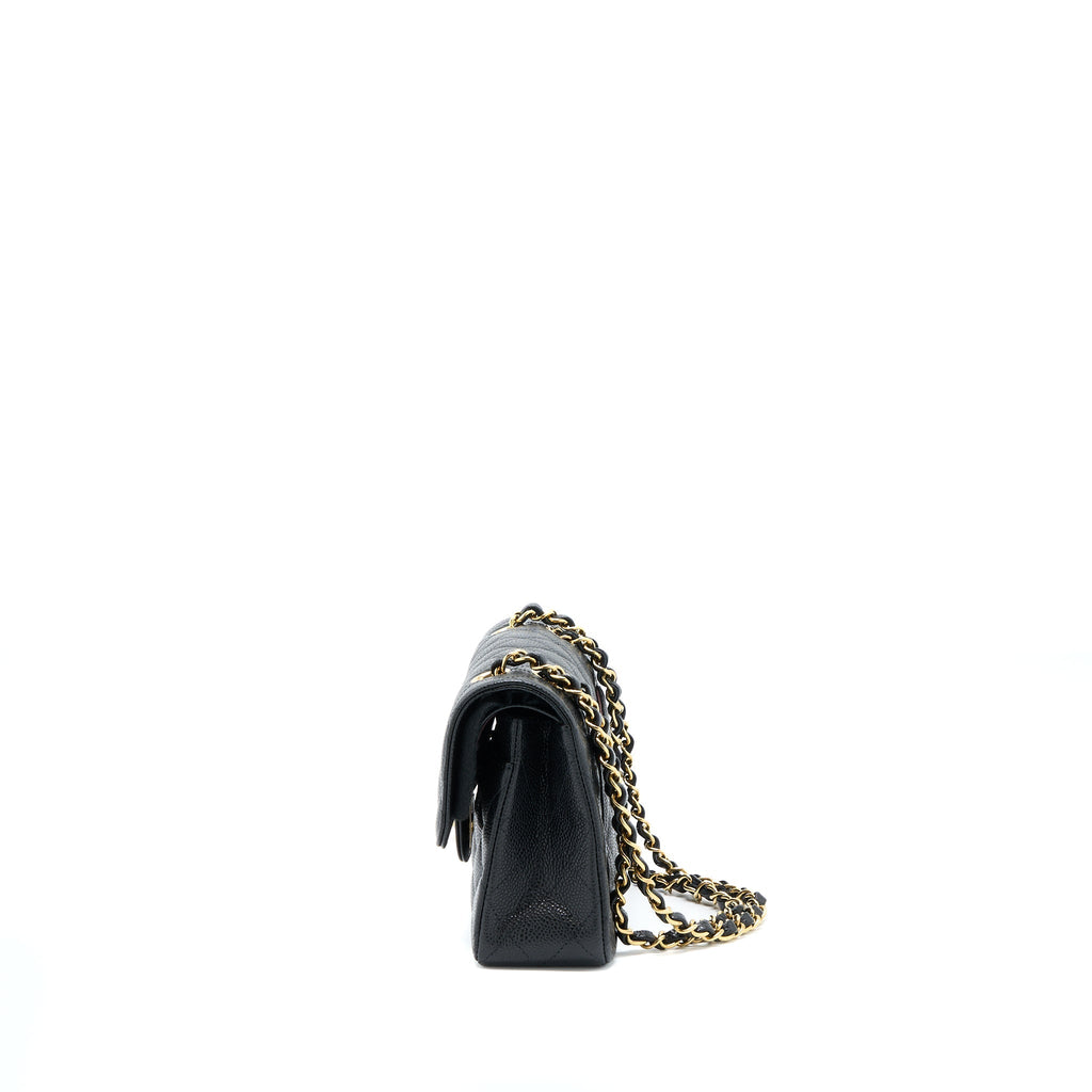 CHANEL SMALL CLASSIC DOUBLE FLAP BAG CAVIAR BLACK GHW (MICROCHIP)
