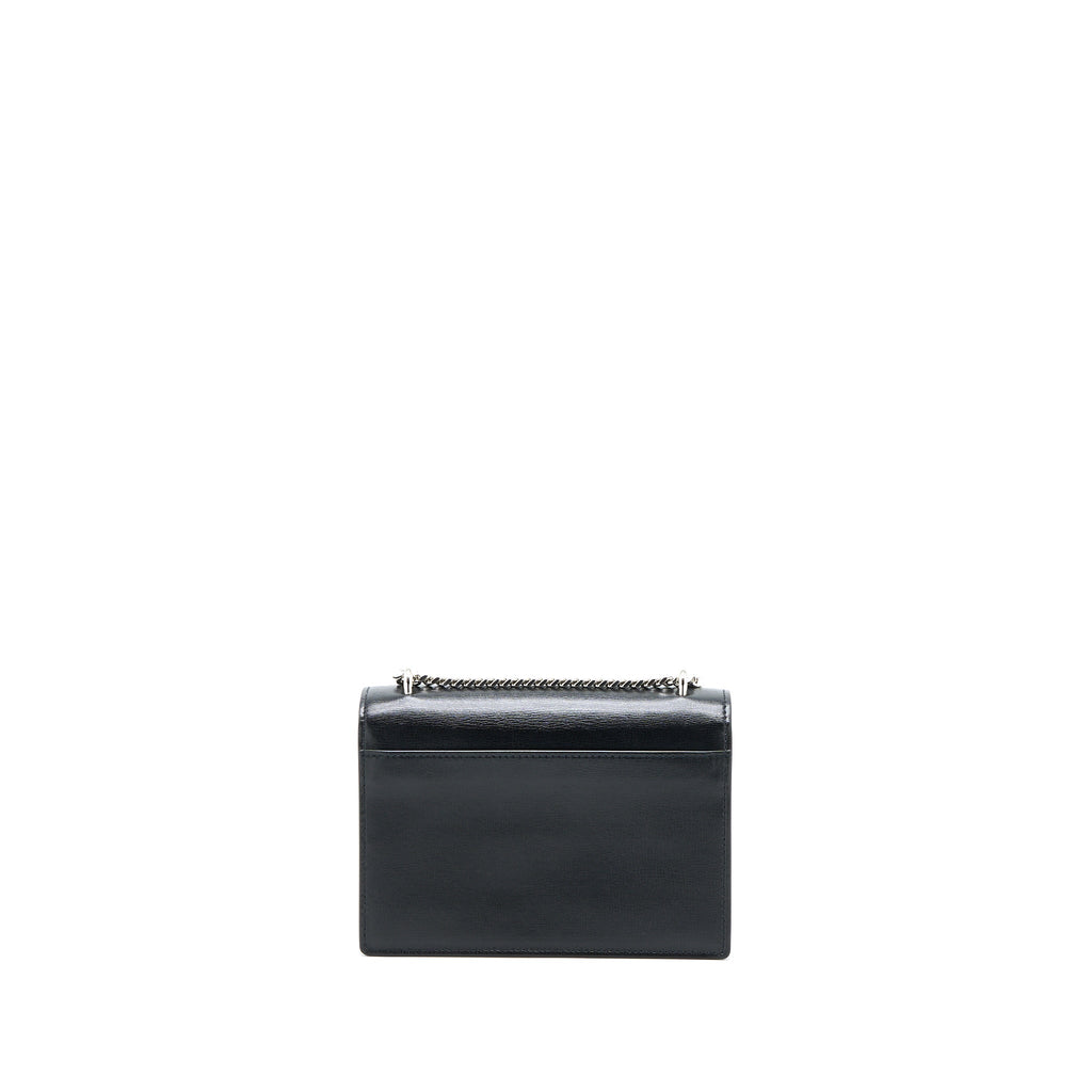 SAINT LAURENT SUNSET CHAIN WALLET SMOOTH CALFSKIN BLACK SHW