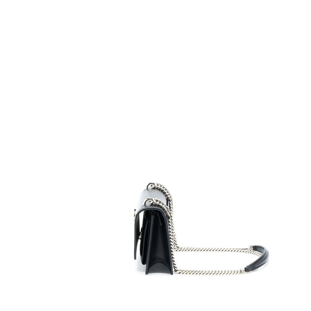 SAINT LAURENT SUNSET CHAIN WALLET SMOOTH CALFSKIN BLACK SHW
