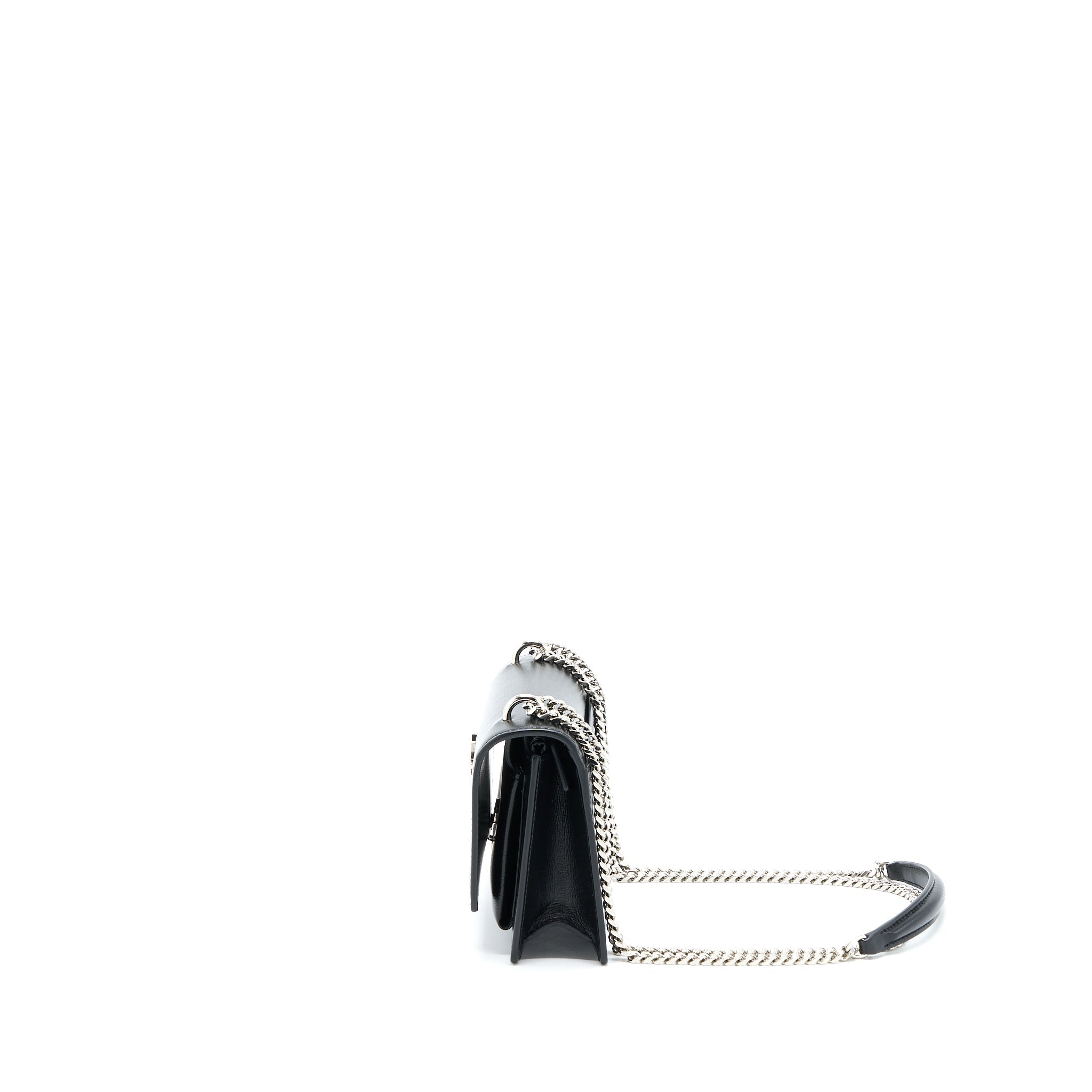 SAINT LAURENT SUNSET CHAIN WALLET SMOOTH CALFSKIN BLACK SHW